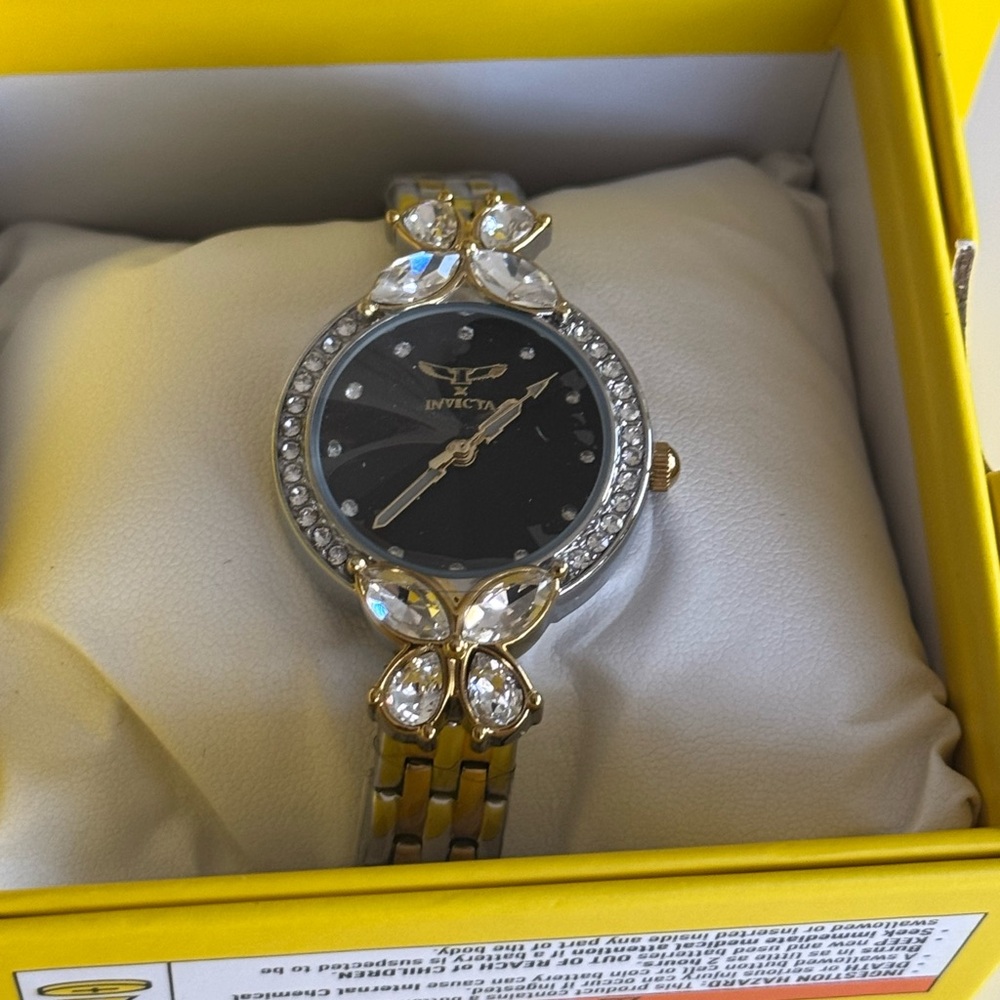Invicta Women's Gold and Silver Black Watch